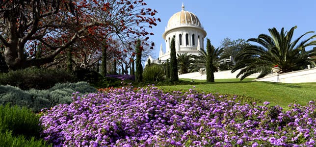 Shrine of the Bab and lower terraces at the Bahai World Center in Haifa, Israel